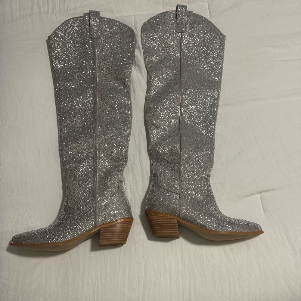 Over the knee size 7 rhinestone boots, brand new